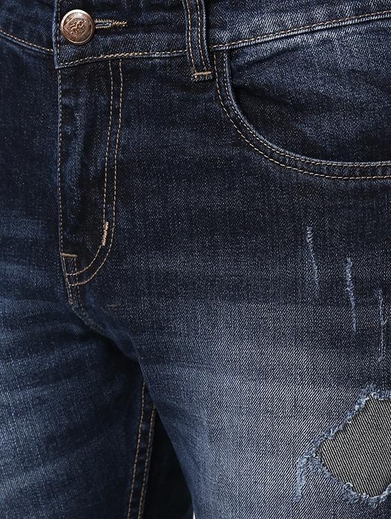dark blue light washed ripped denim jeans - 17080148 - Zoom Image - 5