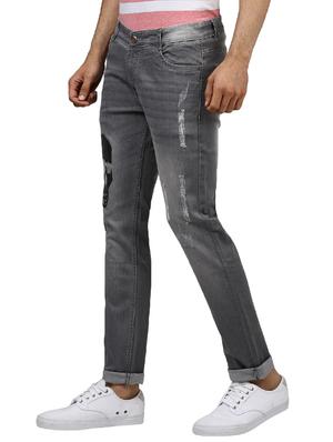 grey light washed ripped denim jeans - 17080152 - Standard Image - 2