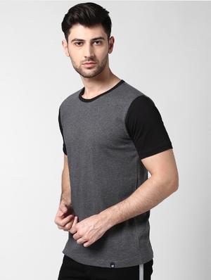 grey color block t-shirt - 17080198 - Standard Image - 2