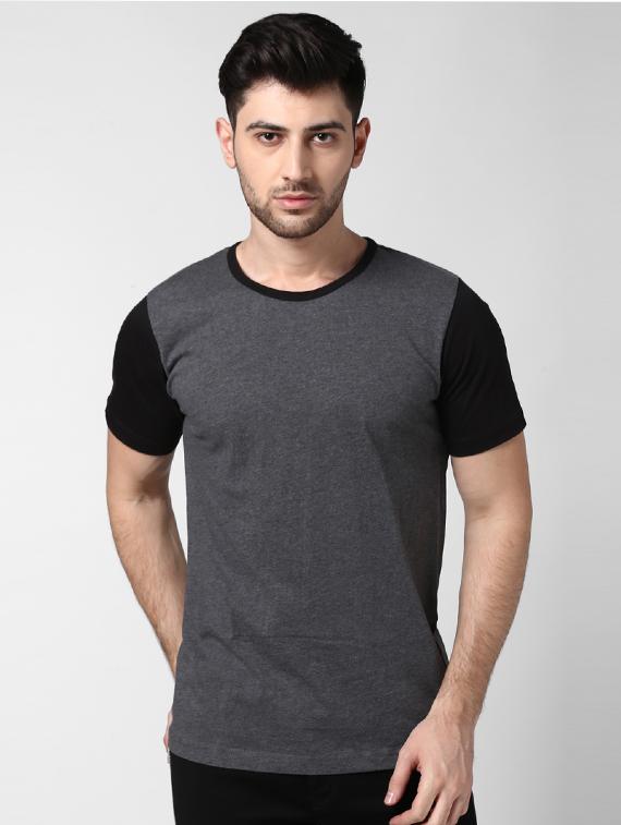 grey color block t-shirt - 17080198 - Zoom Image - 1