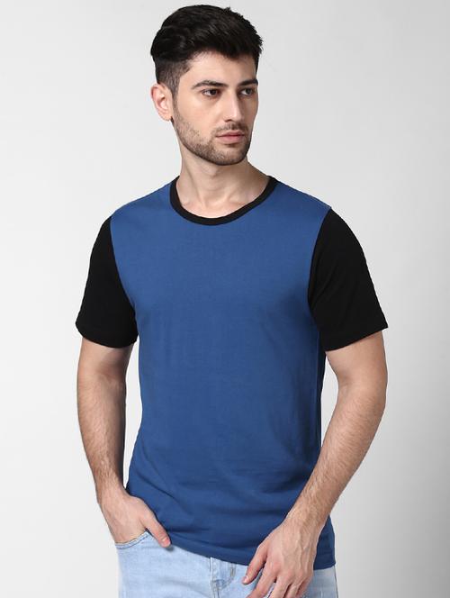 blue color block t-shirt - 17080199 - Standard Image - 1