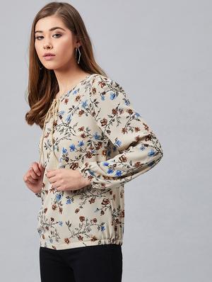 tie up neck floral top - 17080292 - Standard Image - 2