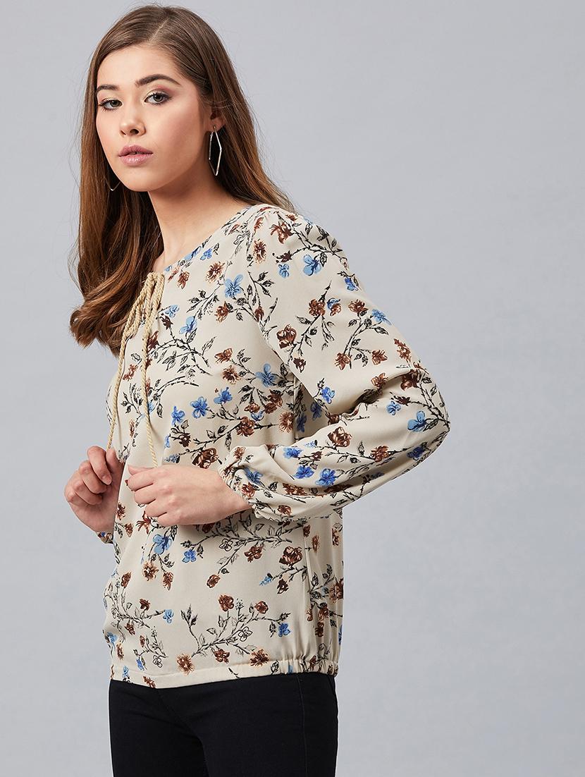 tie up neck floral top - 17080292 - Zoom Image - 2