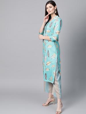 printed kurta palazzo set - 17080301 - Standard Image - 2