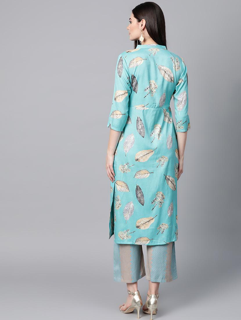 printed kurta palazzo set - 17080301 - Zoom Image - 3