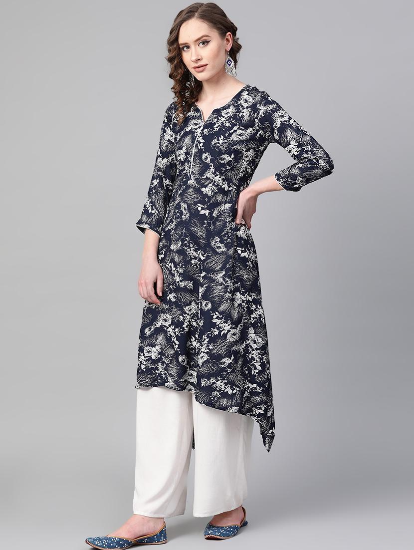 printed asymmetric kurta - 17080400 - Zoom Image - 2