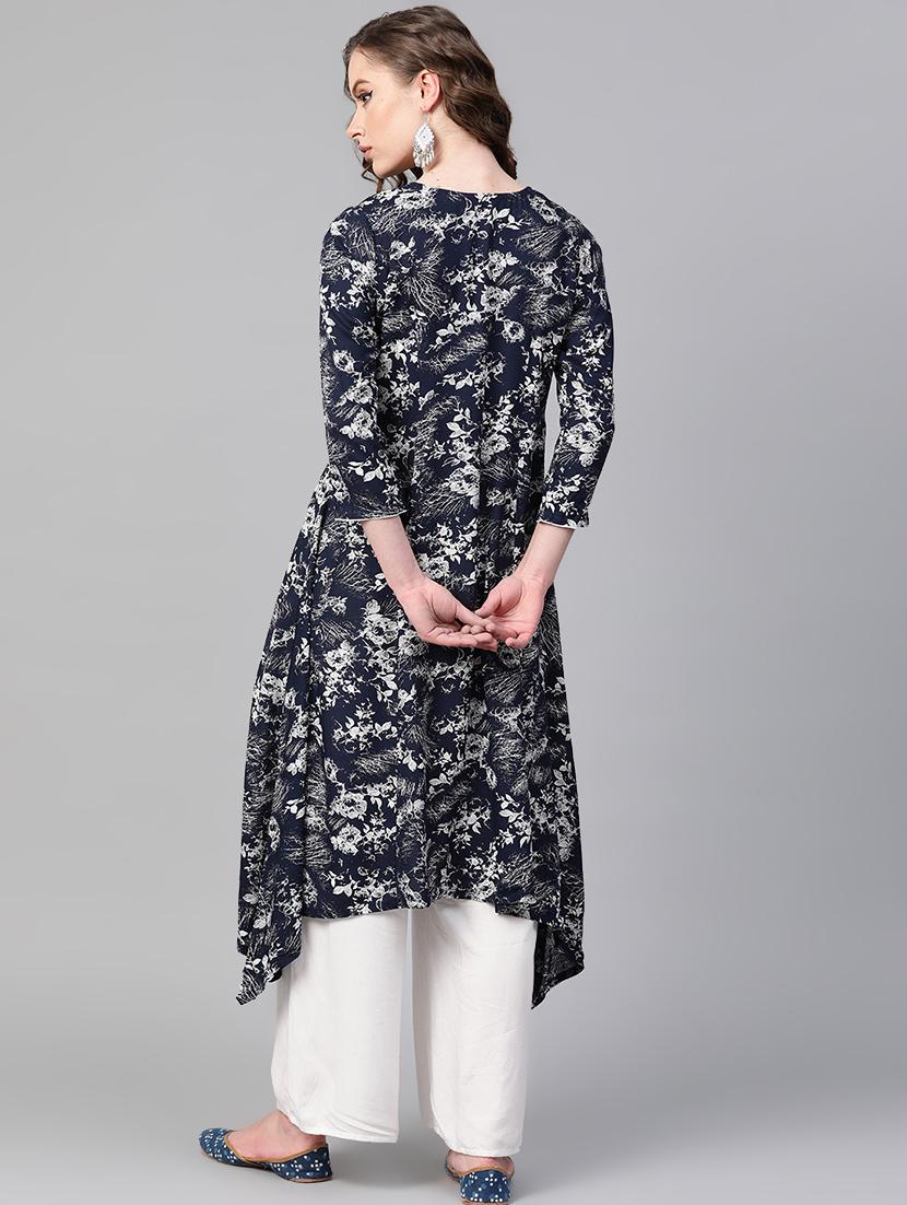 printed asymmetric kurta - 17080400 - Zoom Image - 3