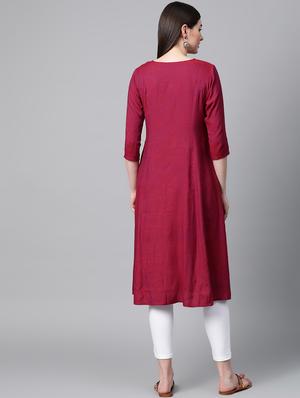 solid a-line kurta - 17080407 - Standard Image - 3