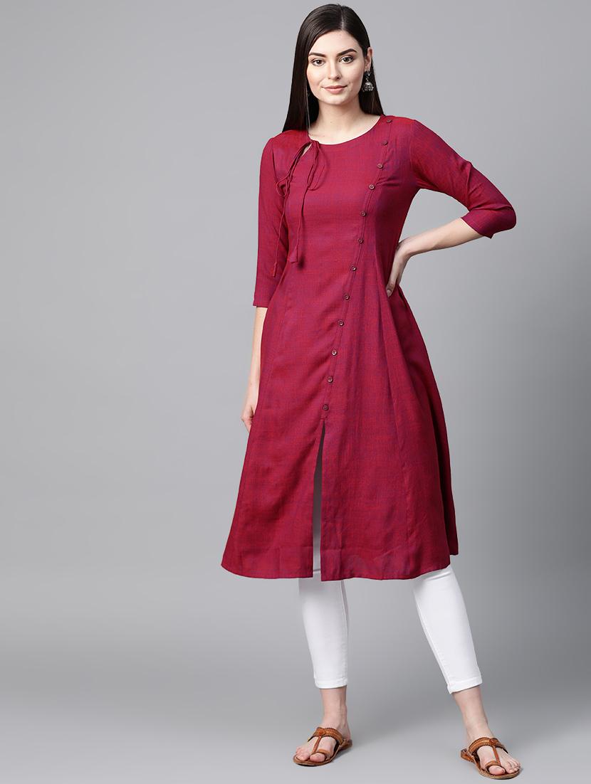 solid a-line kurta - 17080407 - Zoom Image - 1