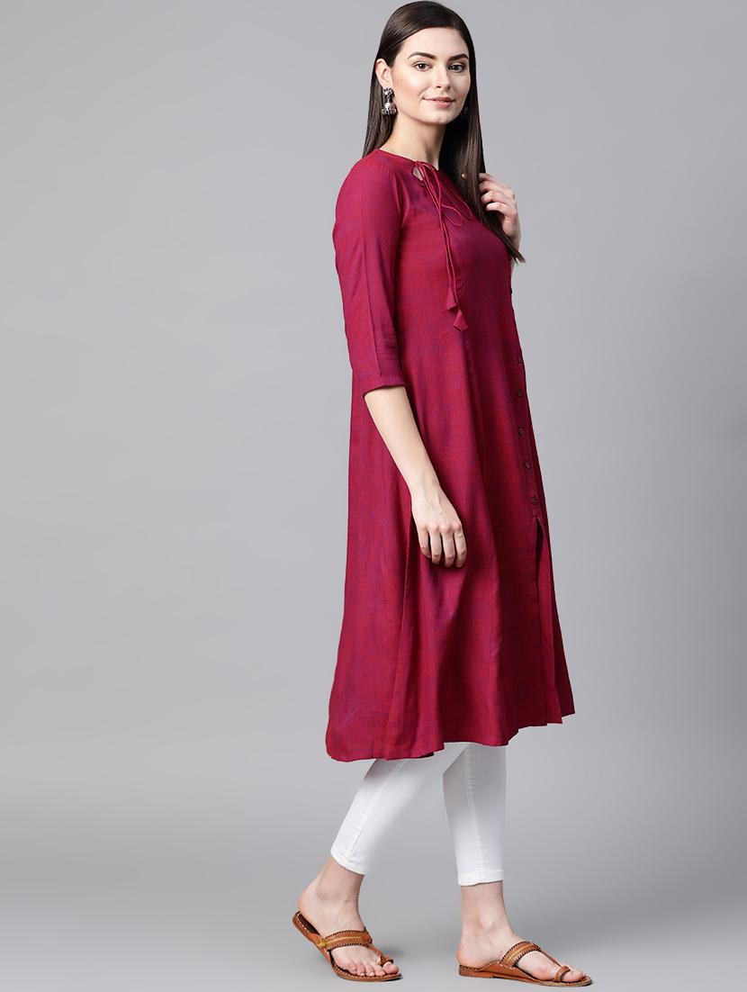 solid a-line kurta - 17080407 - Zoom Image - 2