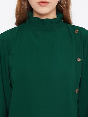 frilled mock neck button up top - 17080861 - Standard Image - 5