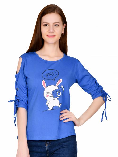 cold shoulder graphic top - 17080953 - Standard Image - 1