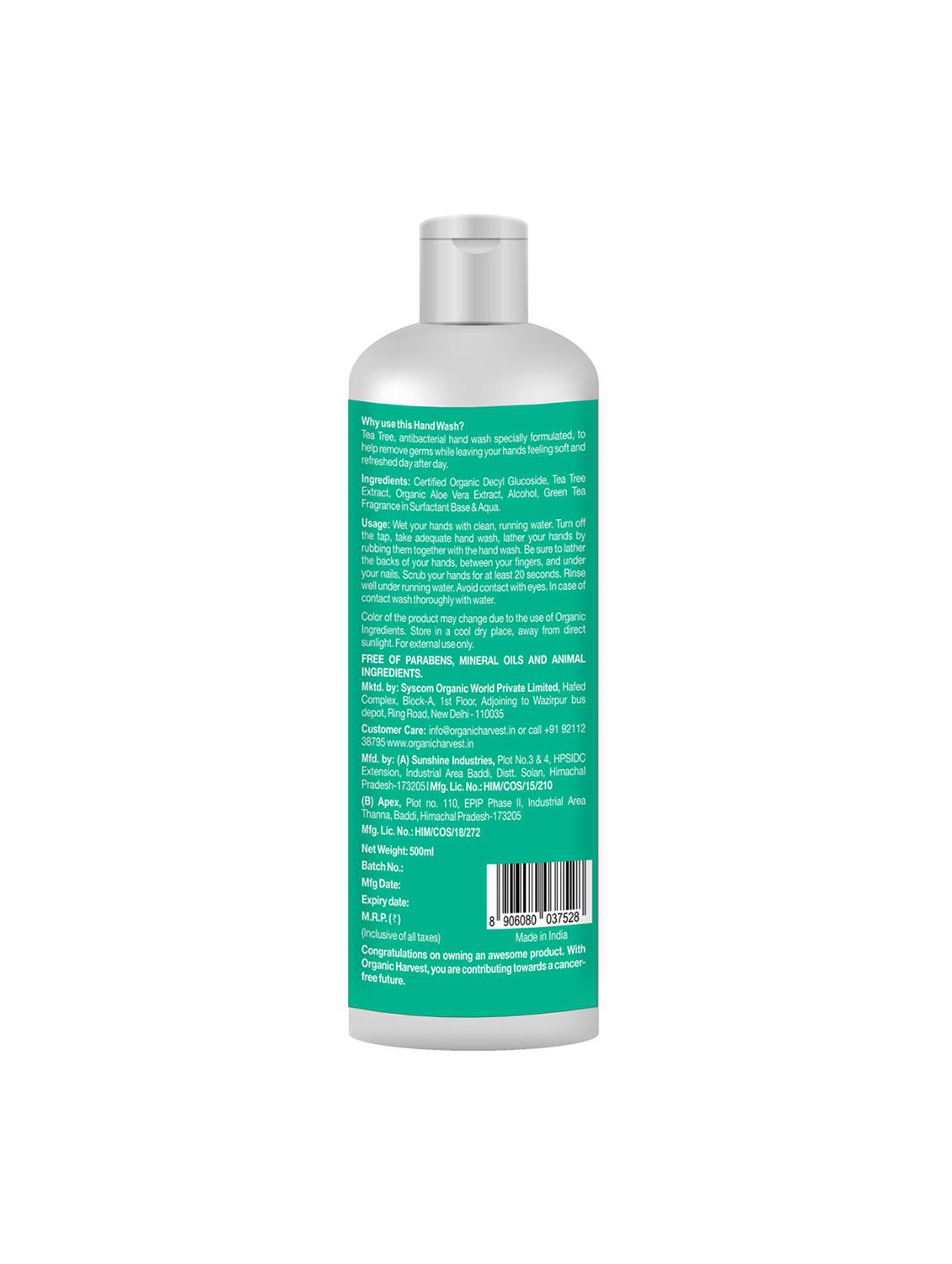 organic harvest hand wash with goodness of alcohol and tea tree, contains organic ingredients, 500 ml - 17081065 - Zoom Image - 2