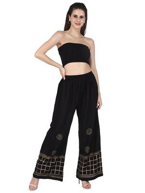 black rayon palazzos - 17081117 - Standard Image - 4