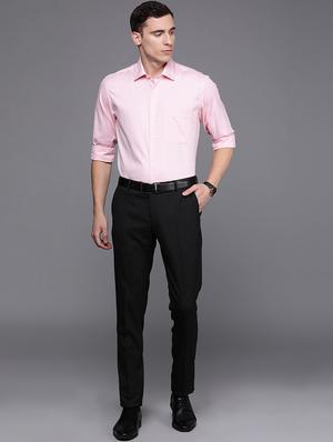 grey solid flat front formal trouser - 17081313 - Standard Image - 4