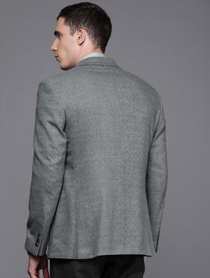 grey solid single breasted casual blazer - 17081336 - Standard Image - 3