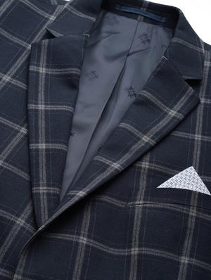 blue checkered single breasted casual blazer - 17081344 - Standard Image - 5
