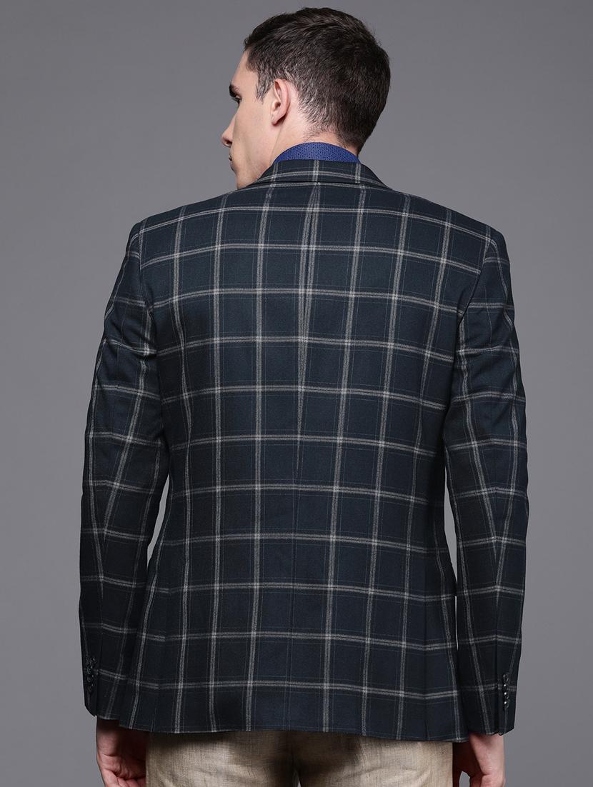 blue checkered single breasted casual blazer - 17081344 - Zoom Image - 3
