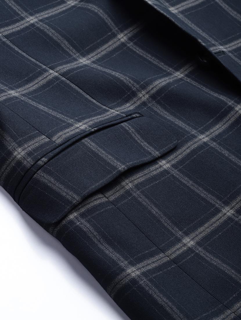 blue checkered single breasted casual blazer - 17081344 - Zoom Image - 6