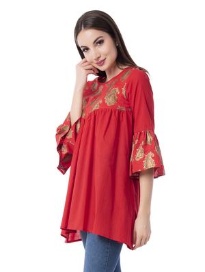bell sleeves flared kurti - 17081470 - Standard Image - 2