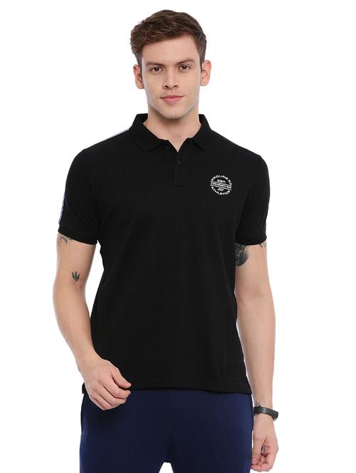 black solid polo t-shirt - 17082168 - Very Small Image - 1