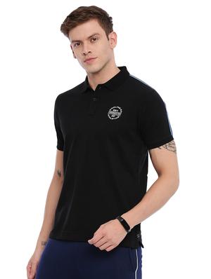 black solid polo t-shirt - 17082168 - Standard Image - 2