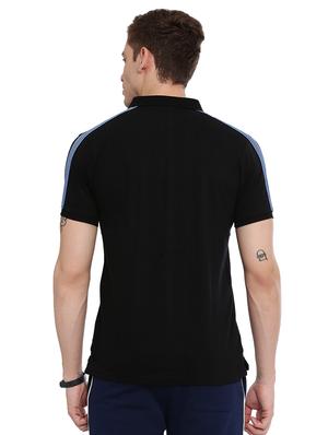 black solid polo t-shirt - 17082168 - Standard Image - 3