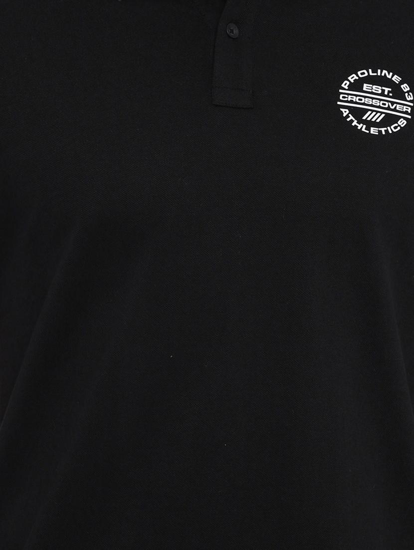 black solid polo t-shirt - 17082168 - Zoom Image - 4