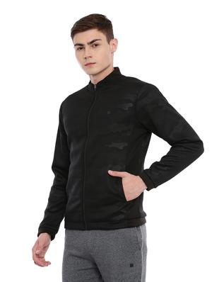 black polyester camouflage print casual jacket - 17083122 - Standard Image - 2