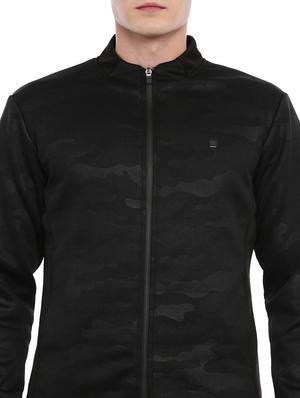 black polyester camouflage print casual jacket - 17083122 - Standard Image - 4