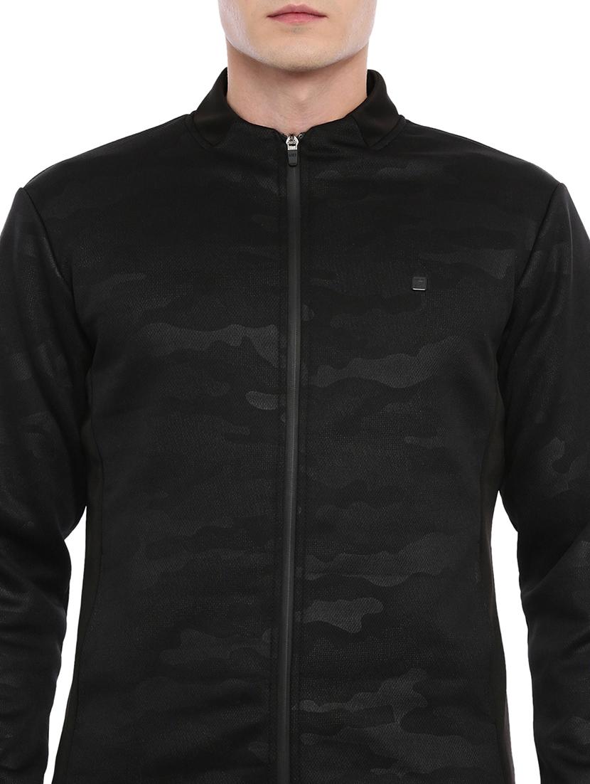 black polyester camouflage print casual jacket - 17083122 - Zoom Image - 4
