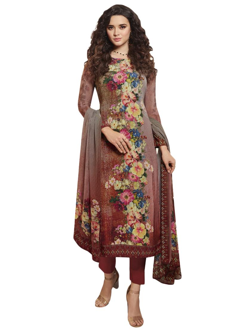 floral straight unstitched suit - 17083326 - Zoom Image - 1