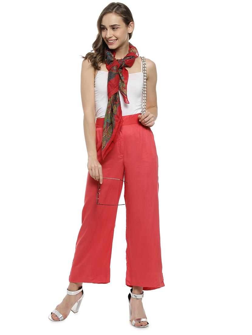 red rayon palazzos - 17083426 - Zoom Image - 4
