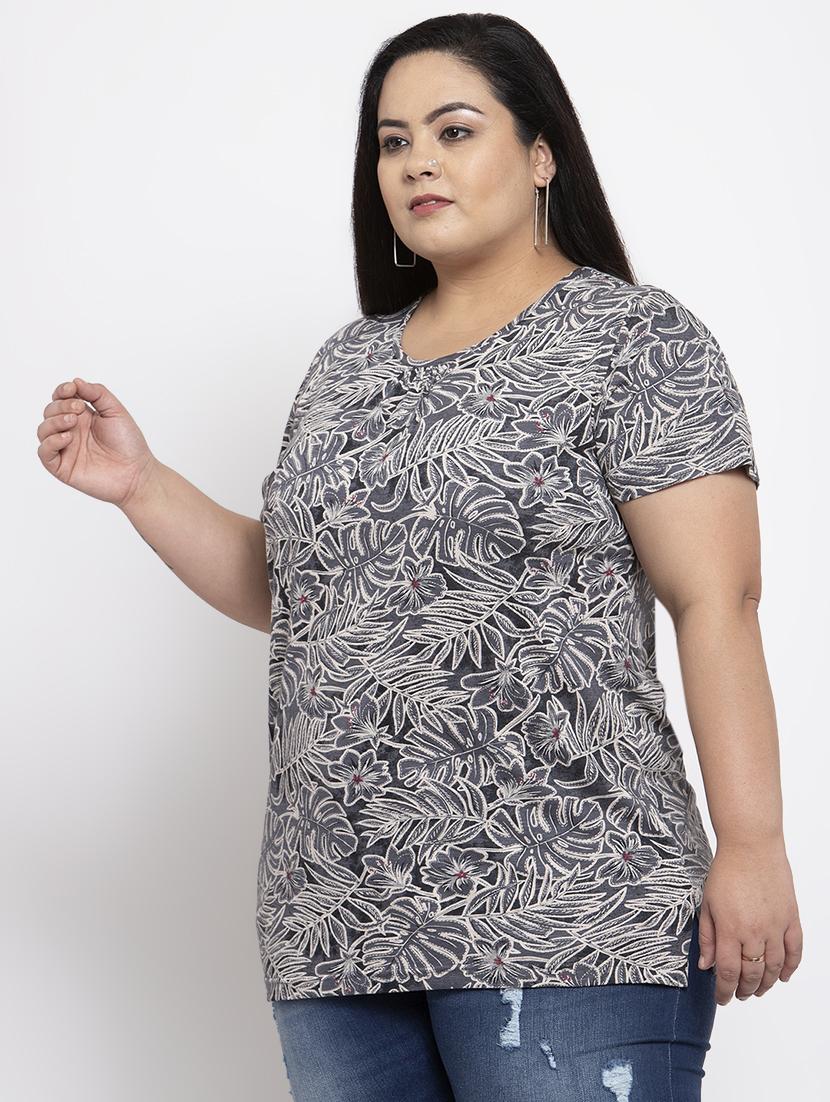 floral print plus tee - 17083786 - Zoom Image - 2