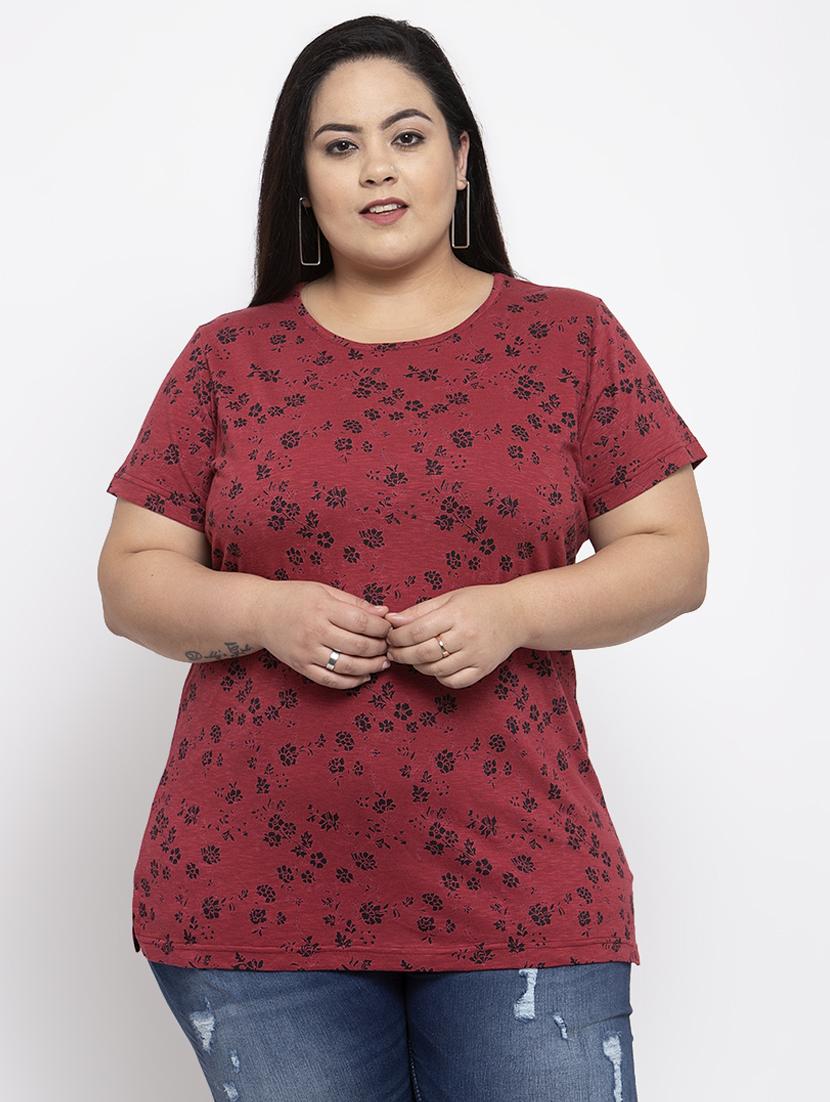 red cotton regular tee - 17083801 - Zoom Image - 1