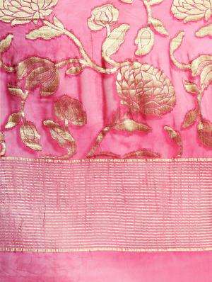 floral woven saree with blouse - 17083906 - Standard Image - 5