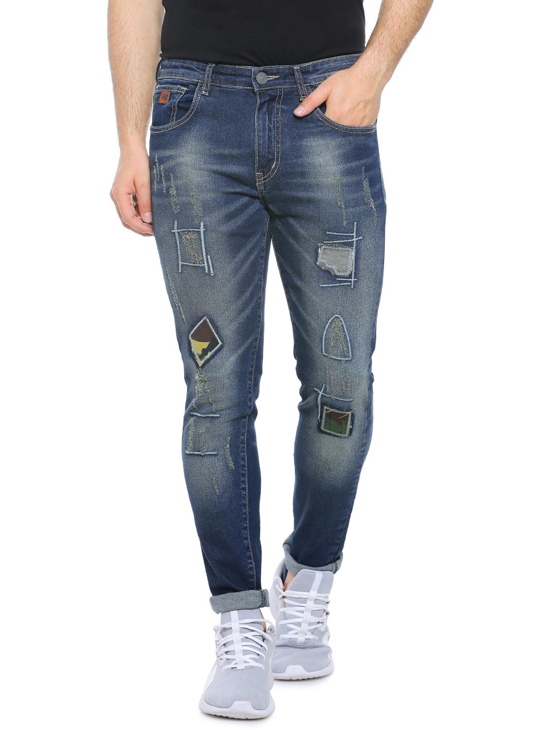 blue light washed ripped denim jeans - 17084553 - Zoom Image - 1