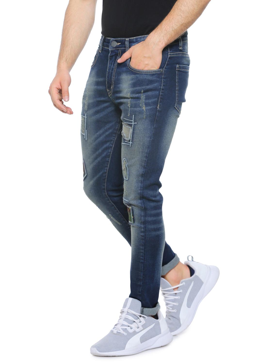 blue light washed ripped denim jeans - 17084553 - Zoom Image - 2