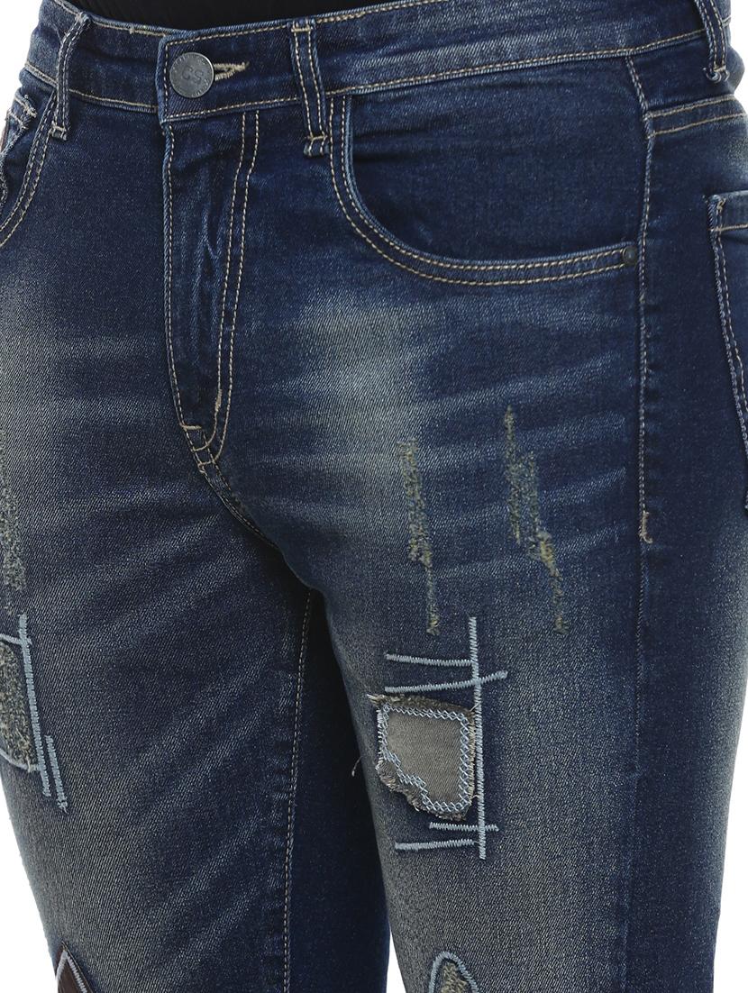 blue light washed ripped denim jeans - 17084553 - Zoom Image - 5