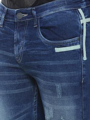 blue light washed ripped denim jeans - 17084557 - Standard Image - 5