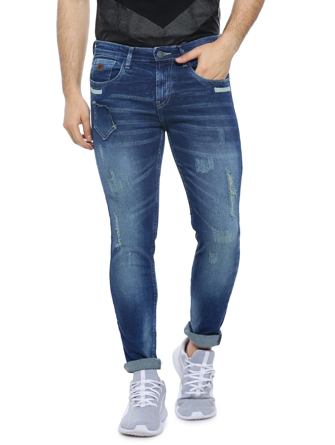 blue light washed ripped denim jeans - 17084557 - Zoom Image - 1