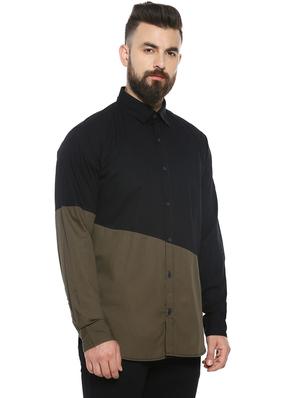 black color block casual shirt - 17084589 - Standard Image - 2