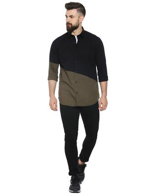 black color block casual shirt - 17084589 - Standard Image - 4