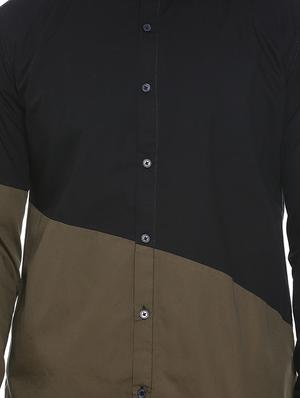 black color block casual shirt - 17084589 - Standard Image - 5