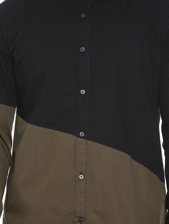 black color block casual shirt - 17084589 - Zoom Image - 5