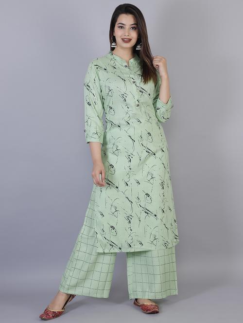 printed kurta palazzo set - 17085180 -  Standard Image - 0