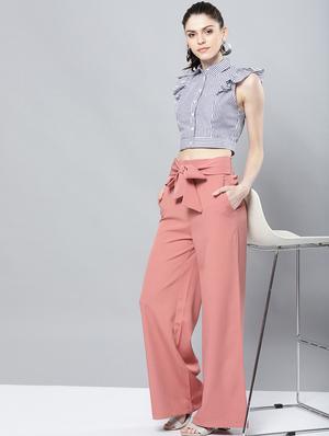 tie front wide leg trouser - 17085268 - Standard Image - 5
