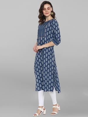 printed straight kurta - 17085522 - Standard Image - 3