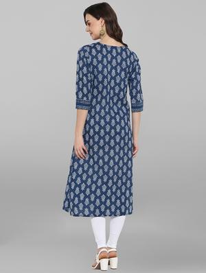 printed straight kurta - 17085522 - Standard Image - 4