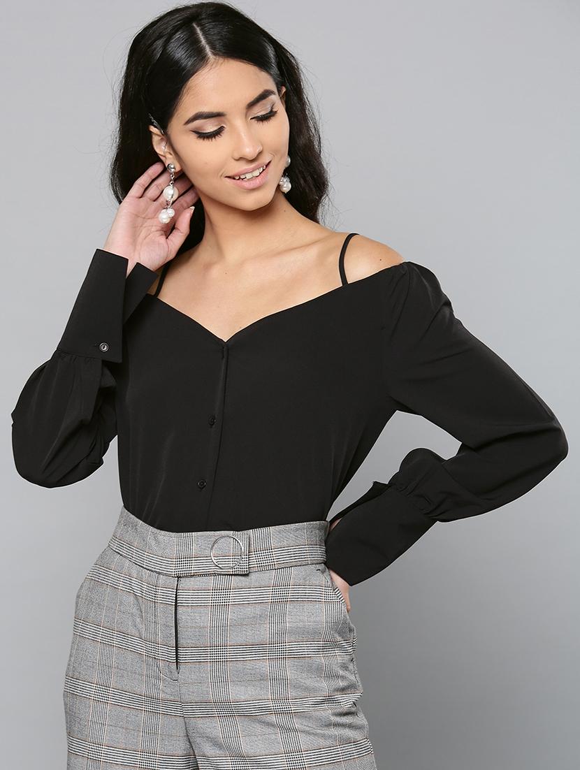 black polyester regular top - 17085592 - Zoom Image - 1